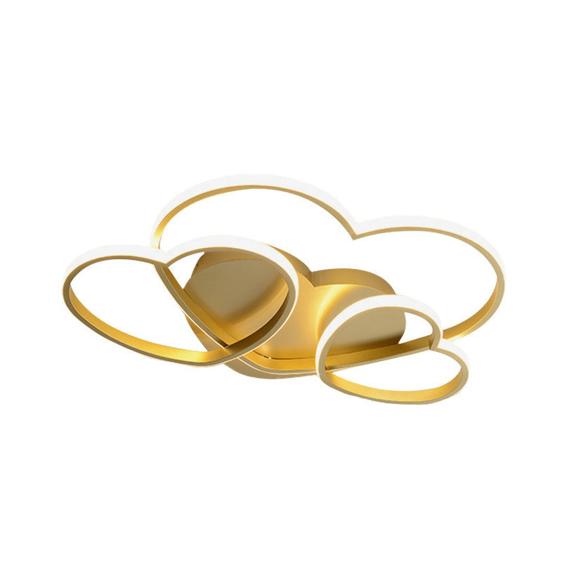 Minimalist Heart Design Led Flush Mount Ceiling Light Fixture - Acrylic White/Pink/Gold Finish
