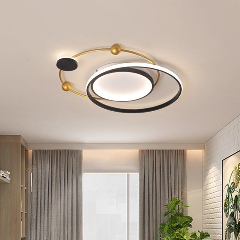 Cartoon Style Led Acrylic Universe Flush Light Fixture - Gold With White/Warm Light| / White
