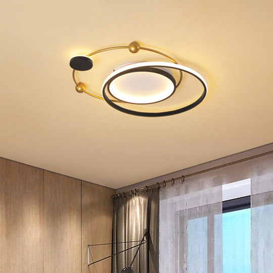 Cartoon Style Led Acrylic Universe Flush Light Fixture - Gold With White/Warm Light|