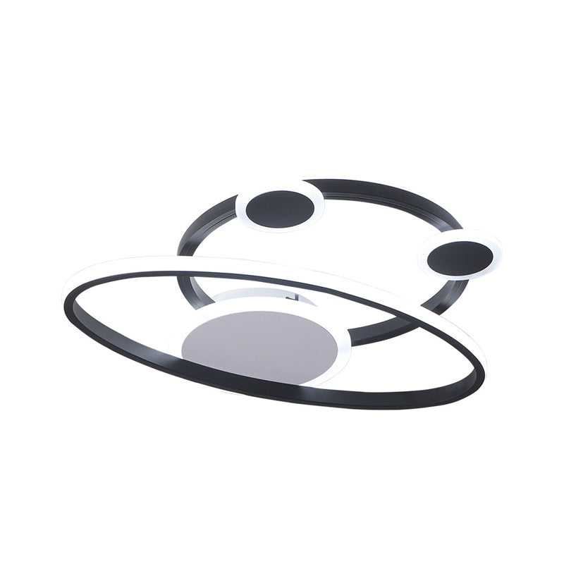 Minimalist Black Planet Led Flush Mount Ceiling Light With Acrylic Shade For Living Room -