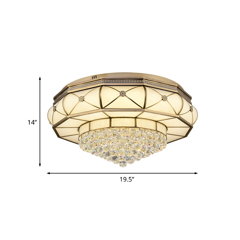Frosted Glass Led Ceiling Light With Crystal Ball For Modern Bedrooms