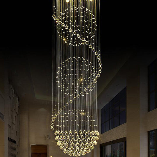 Modern Clear Crystal Spiral Led Chandelier With 4 Lights Perfect For Stairways