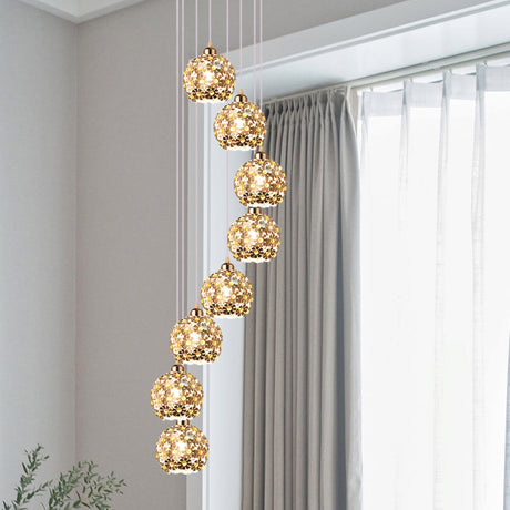 Modernist Silver Ceiling Light With Amber Crystal Accent 5/8 Heads Multi Hanging Lamp Kit
