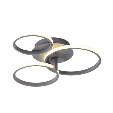 Modernist Acrylic Led Flush Mount Ceiling Light Fixture - 3 Ring Design In Grey/White/Black
