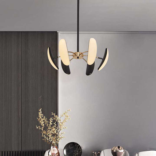 Contemporary Rotatable Oval Chandelier Acrylic 4/6 Heads Black Ceiling Pendant for Dining Room 18’’/21.5’’ Wide