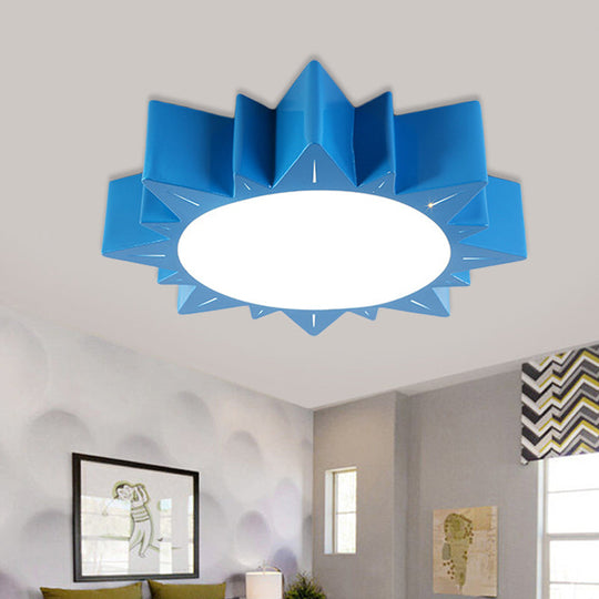 Contemporary Acrylic Led Flush Mount Lamp In Sun Design For Kindergarten Blue