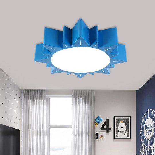 Contemporary Acrylic Led Flush Mount Lamp In Sun Design For Kindergarten