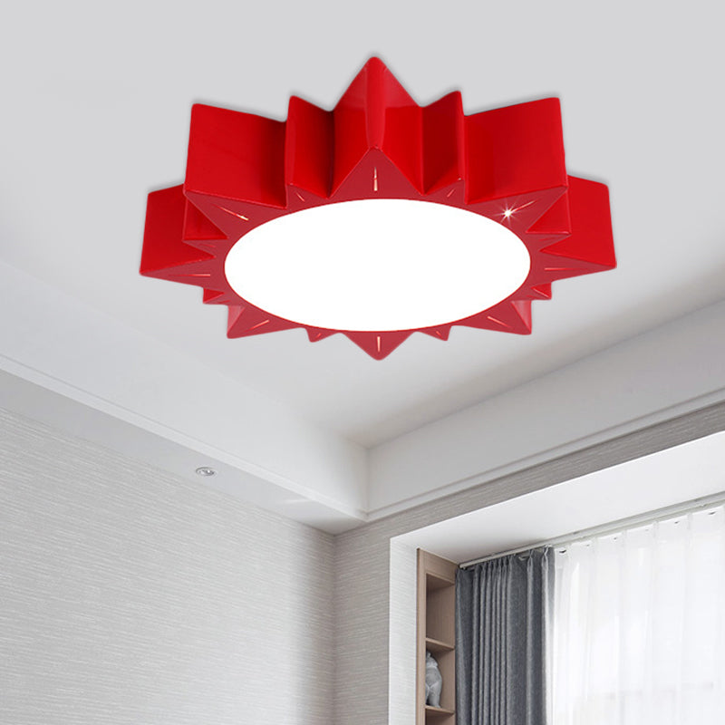 Contemporary Acrylic Led Flush Mount Lamp In Sun Design For Kindergarten