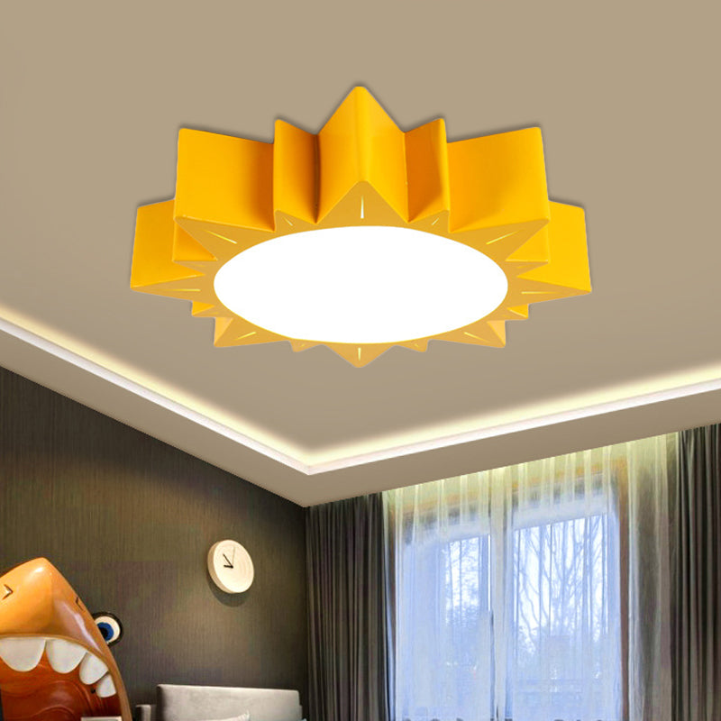 Contemporary Acrylic Led Flush Mount Lamp In Sun Design For Kindergarten