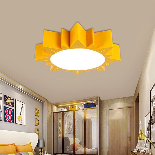 Contemporary Acrylic Led Flush Mount Lamp In Sun Design For Kindergarten