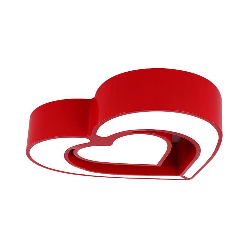 Contemporary Acrylic Led Flush Mount Ceiling Light For Bedroom - Loving Heart Design (Blue/Red/Pink)