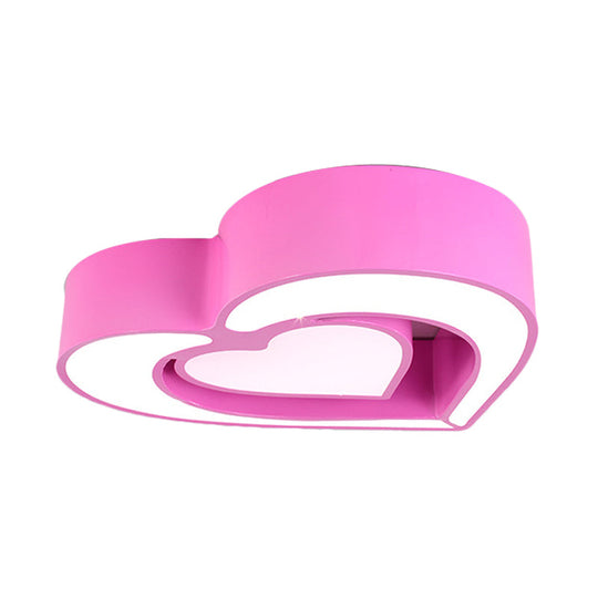 Contemporary Acrylic Led Flush Mount Ceiling Light For Bedroom - Loving Heart Design (Blue/Red/Pink)