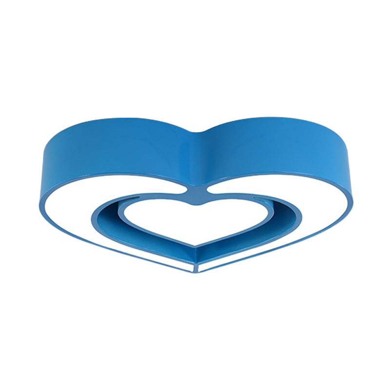 Contemporary Acrylic Led Flush Mount Ceiling Light For Bedroom - Loving Heart Design (Blue/Red/Pink)