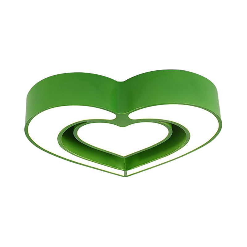 Contemporary Acrylic Led Flush Mount Ceiling Light For Bedroom - Loving Heart Design (Blue/Red/Pink)