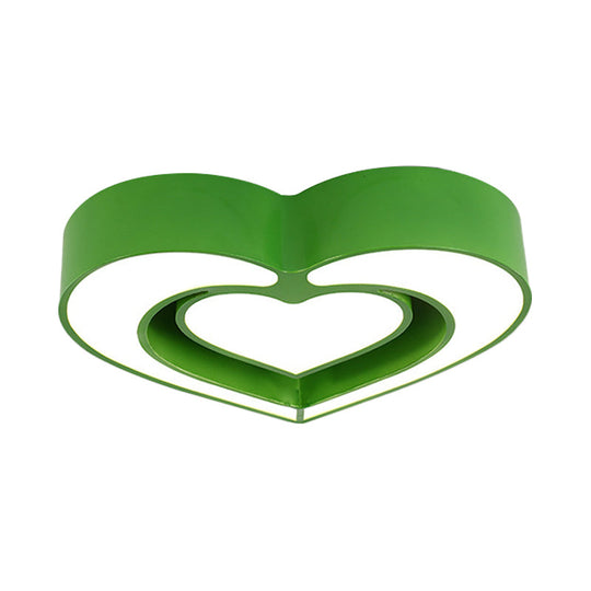 Contemporary Acrylic Led Flush Mount Ceiling Light For Bedroom - Loving Heart Design (Blue/Red/Pink)