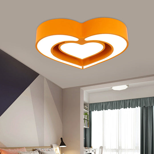 Contemporary Acrylic Led Flush Mount Ceiling Light For Bedroom - Loving Heart Design (Blue/Red/Pink)