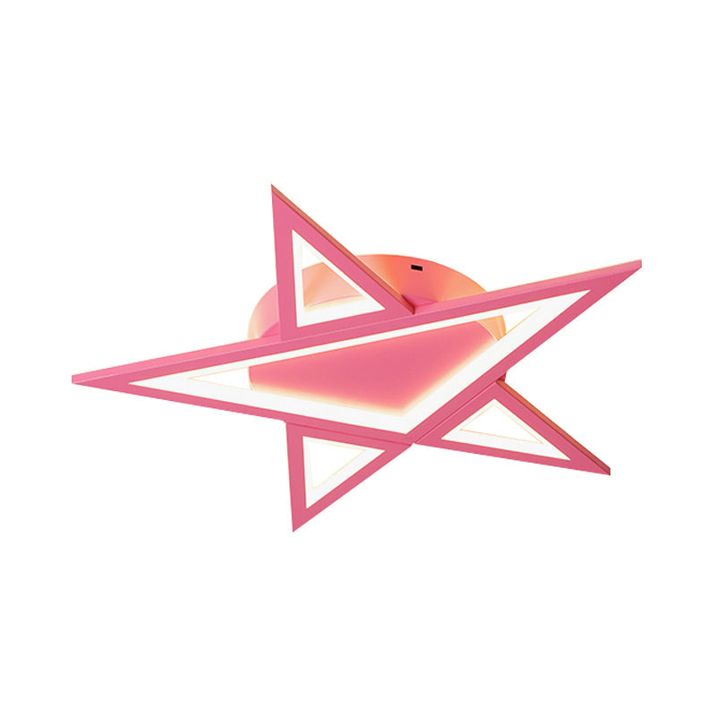 Blue/Pink Led Acrylic Star Flush Mount For Modern Bedroom Ceiling Lighting