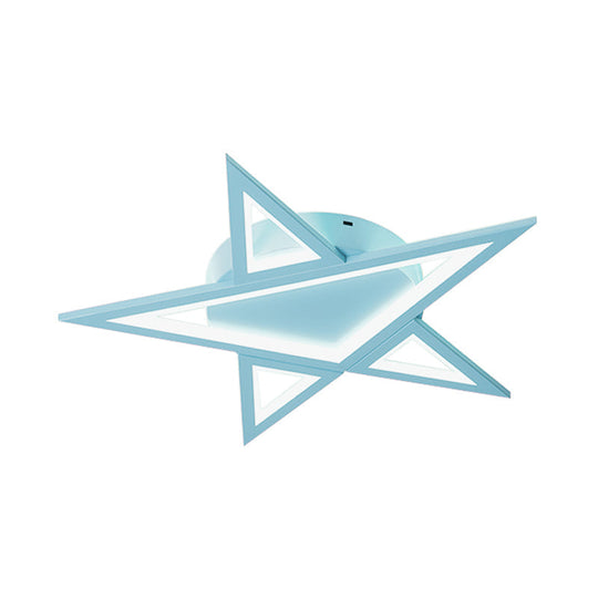 Blue/Pink Led Acrylic Star Flush Mount For Modern Bedroom Ceiling Lighting