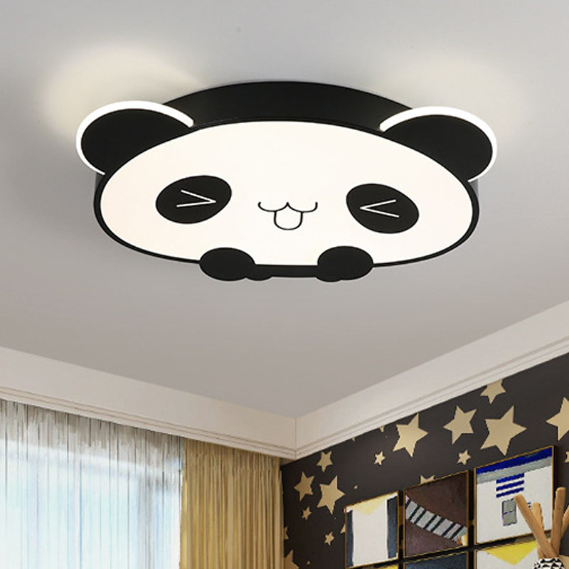 Black/Pink Panda Led Flushmount Fixture Modern Acrylic Ceiling Light For Bedroom Black
