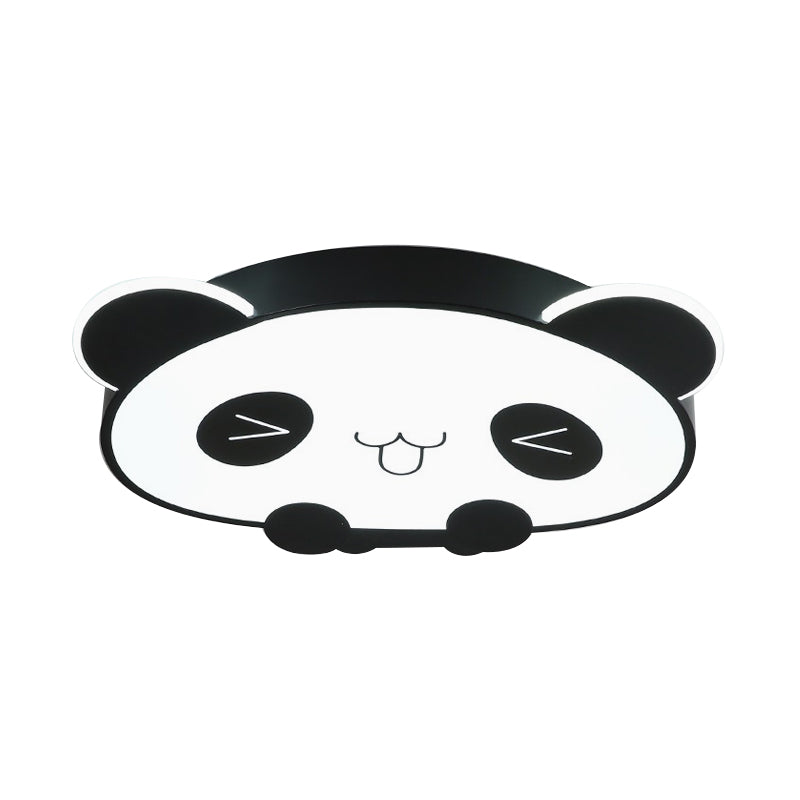 Black/Pink Panda Led Flushmount Fixture – Modern Acrylic Ceiling Light For Bedroom