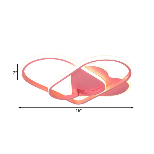 Led Ceiling Mounted Heart Pendant Light With Pink Twisting Design - Minimalist Flush Fixture For