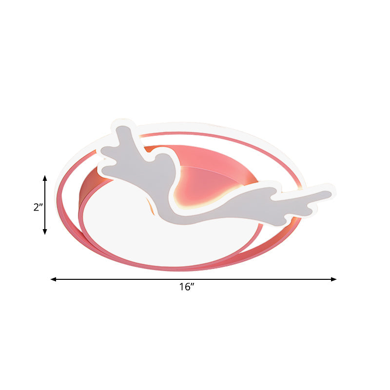 Deer Flush Mount Ceiling Light: Nordic Style Acrylic Pink Led Fixture For Bedroom