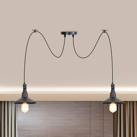 Vintage Iron Saucer Led Pendant - Black 2/3/6 Lights Bar Swag Pendulum Lamp 2 /