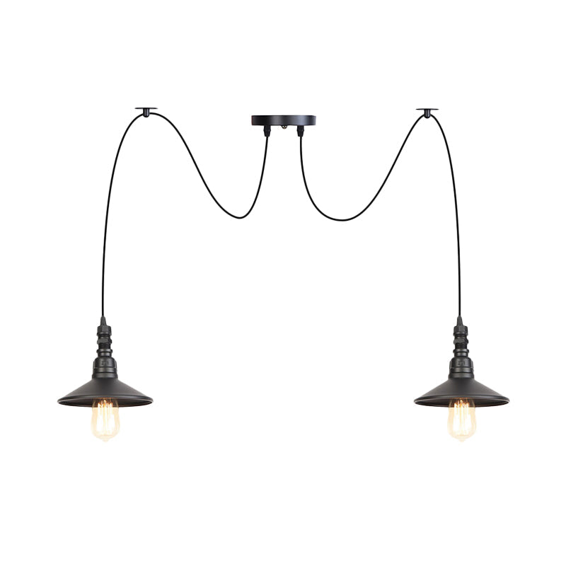 Iron Saucer Vintage Led Pendant Light With Multiple Lights Black Finish