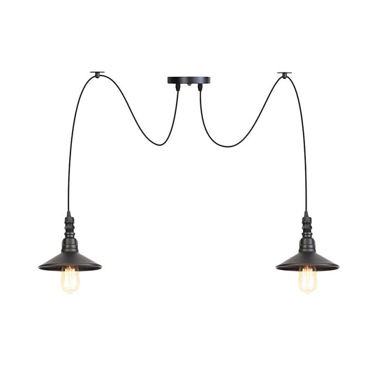 Vintage Iron Saucer Led Pendant - Black 2/3/6 Lights Bar Swag Pendulum Lamp