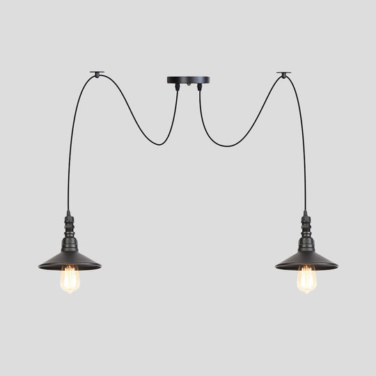 Iron Saucer Vintage Led Pendant Light With Multiple Lights Black Finish