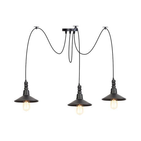 Vintage Iron Saucer Led Pendant - Black 2/3/6 Lights Bar Swag Pendulum Lamp