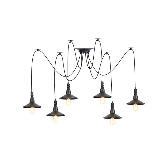 Iron Saucer Vintage Led Pendant Light With Multiple Lights Black Finish