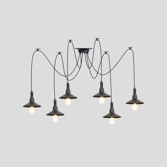 Vintage Iron Saucer Led Pendant - Black 2/3/6 Lights Bar Swag Pendulum Lamp