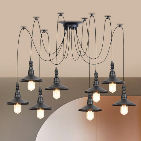 Vintage Iron Saucer Led Pendant - Black 2/3/6 Lights Bar Swag Pendulum Lamp 8 /