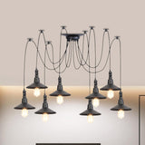 Vintage Iron Saucer Led Pendant - Black 2/3/6 Lights Bar Swag Pendulum Lamp