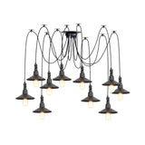 Vintage Iron Saucer Led Pendant - Black 2/3/6 Lights Bar Swag Pendulum Lamp