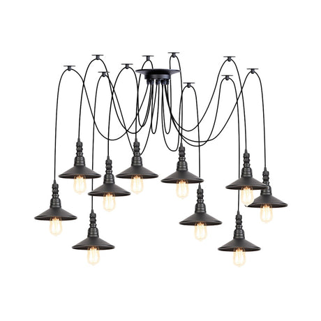 Vintage Iron Saucer Led Pendant - Black 2/3/6 Lights Bar Swag Pendulum Lamp