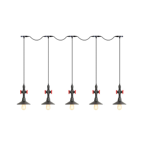 Industrial Saucer Tandem Pendant Lamp - Black (3/5/7-Bulb) For Restaurant Lighting