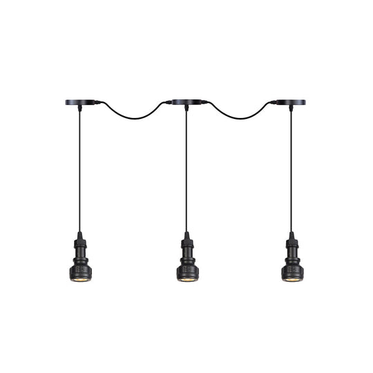 Rustic Iron Ceiling Light With Led Bulbs - Perfect For Coffee Shops Black Finish Available In 3/5/7