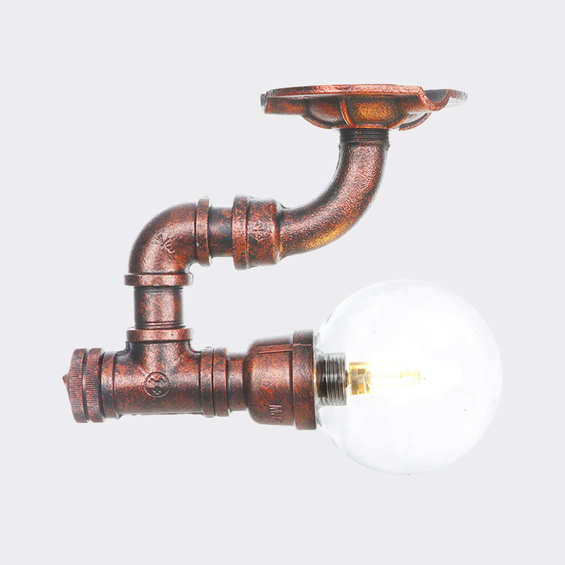 Copper Glass Semi - Flush Mount Led Ceiling Light Fixture