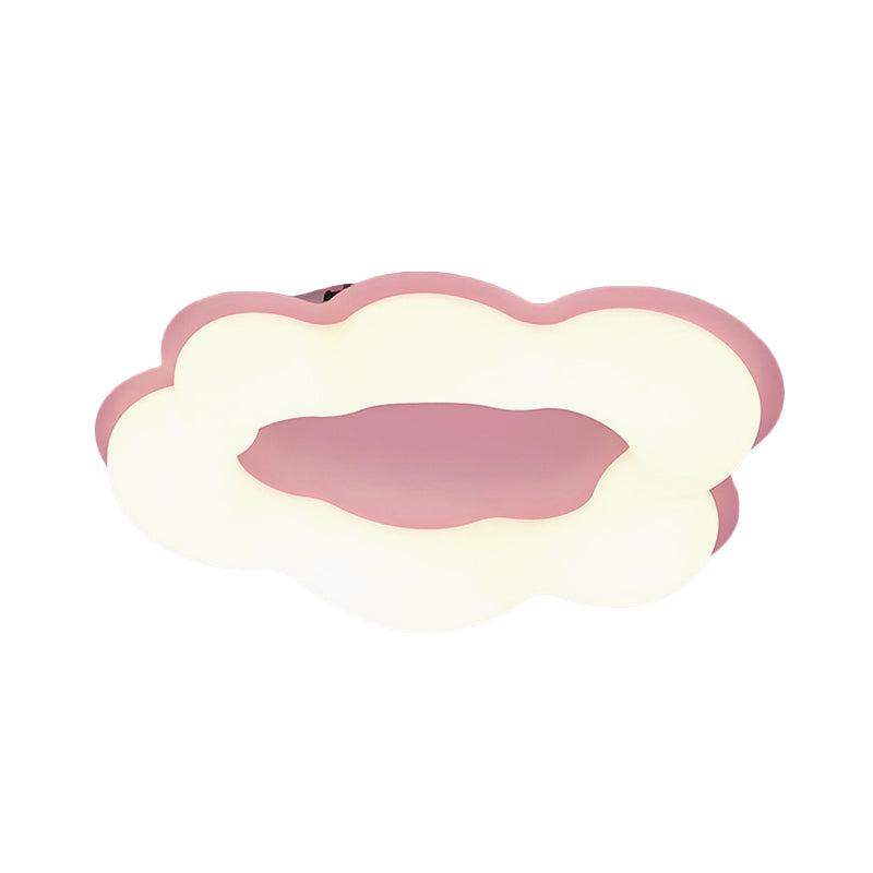 Nordic Style Led Bedroom Ceiling Fixture With Cloud Acrylic Shade - Pink/Blue Finish
