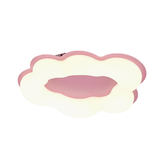 Nordic Style Led Bedroom Ceiling Fixture With Cloud Acrylic Shade - Pink/Blue Finish