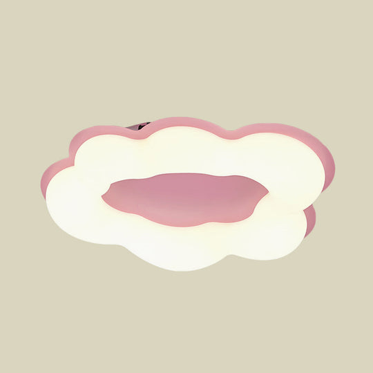 Nordic Style Led Bedroom Ceiling Fixture With Cloud Acrylic Shade - Pink/Blue Finish