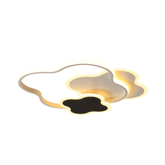 Modern White/Gold Led Bedroom Flushmount Ceiling Light With Seamless Curve Design