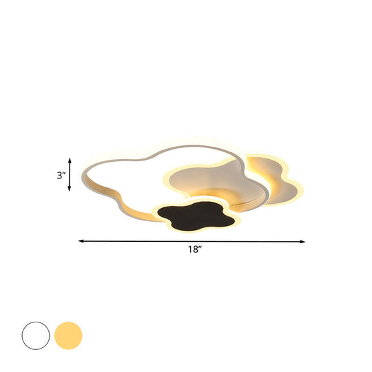 Modern White/Gold Led Bedroom Flushmount Ceiling Light With Seamless Curve Design