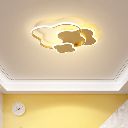 Modern White/Gold Led Bedroom Flushmount Ceiling Light With Seamless Curve Design