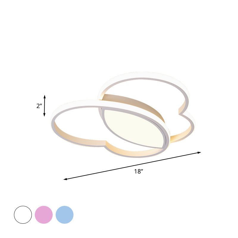 Loving Heart Led Flush Mount Ceiling Light Fixture - Nordic Style For Nursery (White/Pink/Blue)