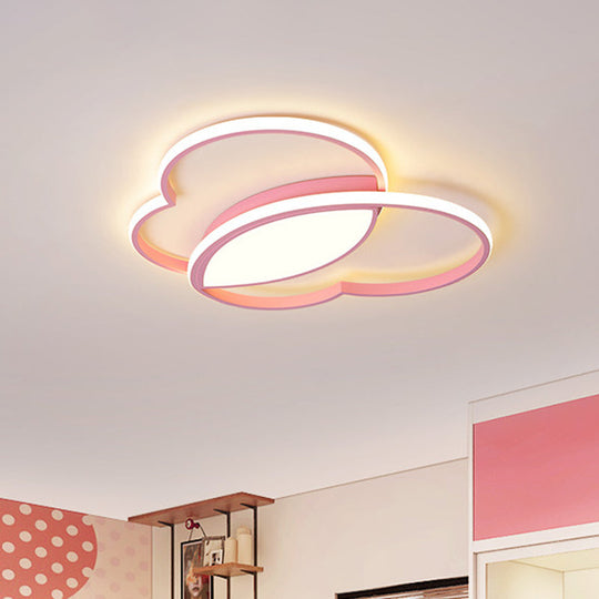Loving Heart Led Flush Mount Ceiling Light Fixture - Nordic Style For Nursery (White/Pink/Blue) Pink