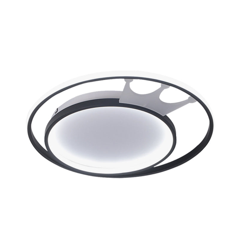 Cartoon Crown Led Flush Mount Lamp: Acrylic Ceiling Light For Living Room - White Warm/White