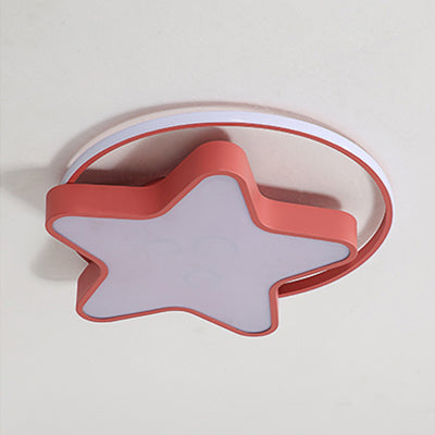 Nordic Star Led Flush Mount Ceiling Light With Acrylic Ring For Kid’s Room Pink / 18’ White